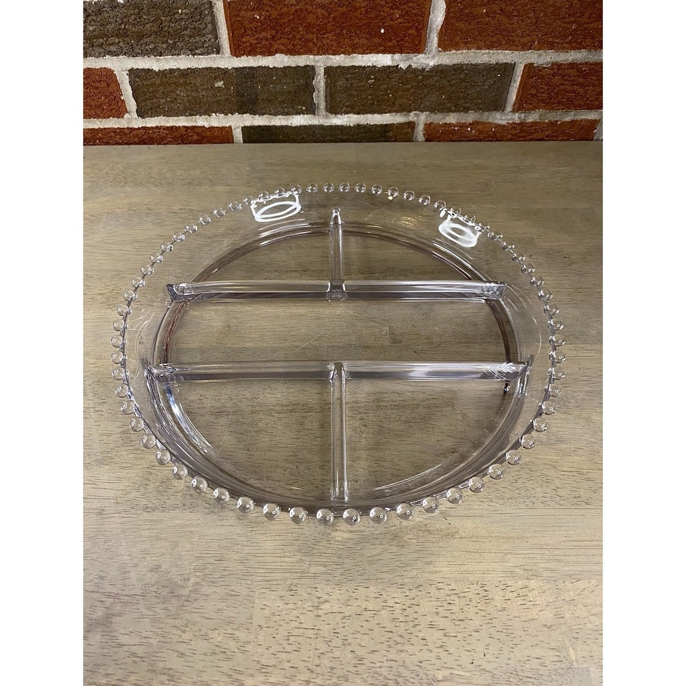 Large Vintage Candlewick Imperial Glass Round Divided Serving Tray 13"